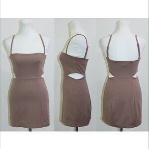 Show Me Your Mumu Tory brown taupe sleeveless cutout mini dress S EUC!
